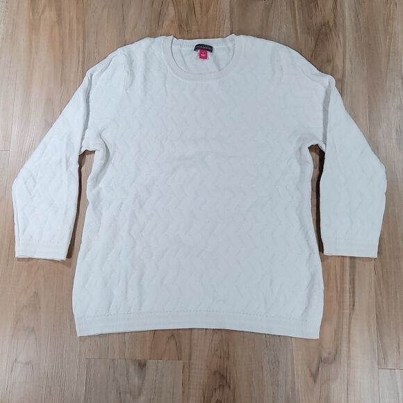 🔹️Vince Camuto Antique White Chevron Knit Lightweight Sweater Large - Picture 4 of 11